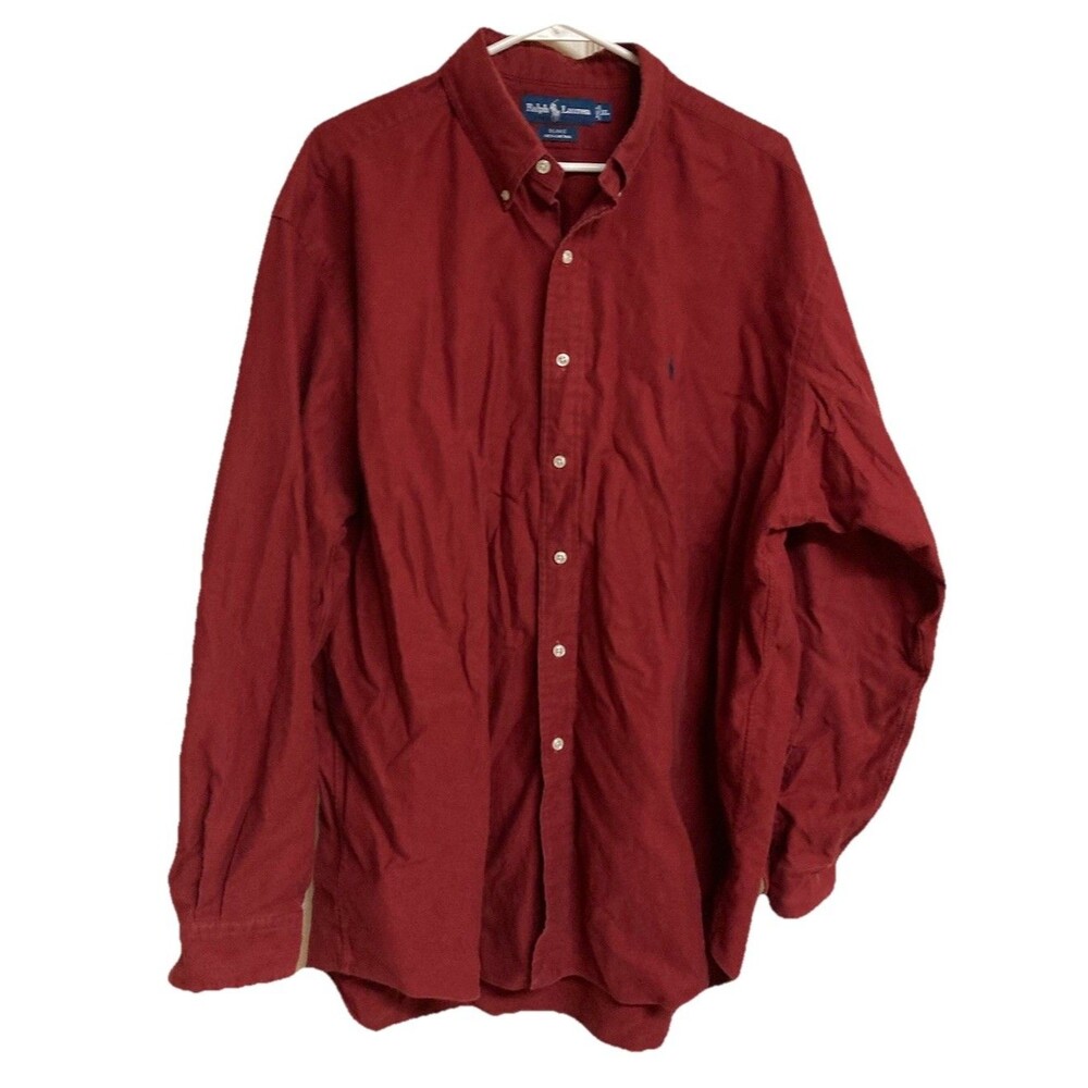 Men's VTG Ralph Lauren Blake Long Sleeve Shirt Corduroy Burgundy Red Size XL